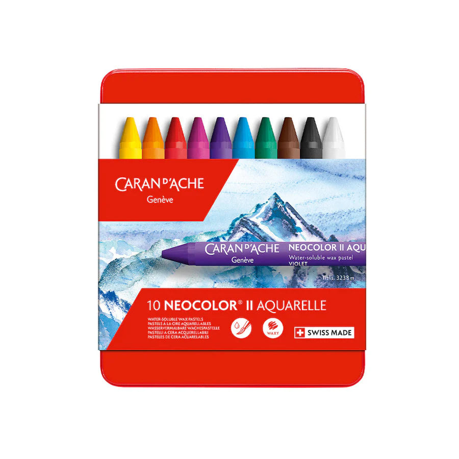 Caran d'Ache Neocolor II Aquarelle Wax Pastels Tin Set of 10