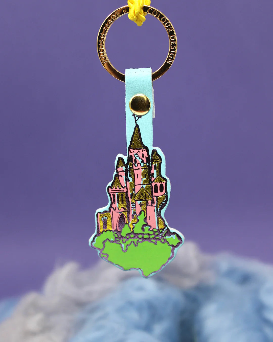 Castle Leather Keyring - Turquoise