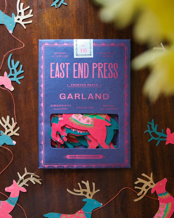 East End Press Christmas Bright Reindeer Garland