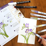 Kuretake Zig Watercolour - How to Paint Flowers Set - Purple