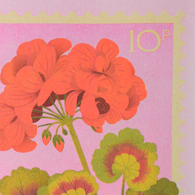 Geranium Stamp - A5 Risograph Print