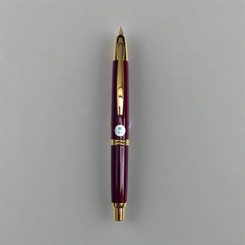 Pilot Capless Fountain Pen Gold Trim Burgundy - 18k Gold Nib