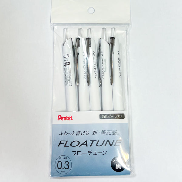 Pentel FLOATUNE Retractable Oil Based Ballpoint Pen - Black (5 Pack)