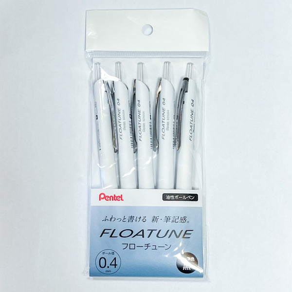 Pentel FLOATUNE Retractable Oil Based Ballpoint Pen - Black (5 Pack)
