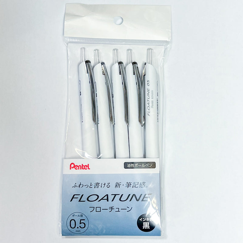 Pentel FLOATUNE Retractable Oil Based Ballpoint Pen - Black (5 Pack)