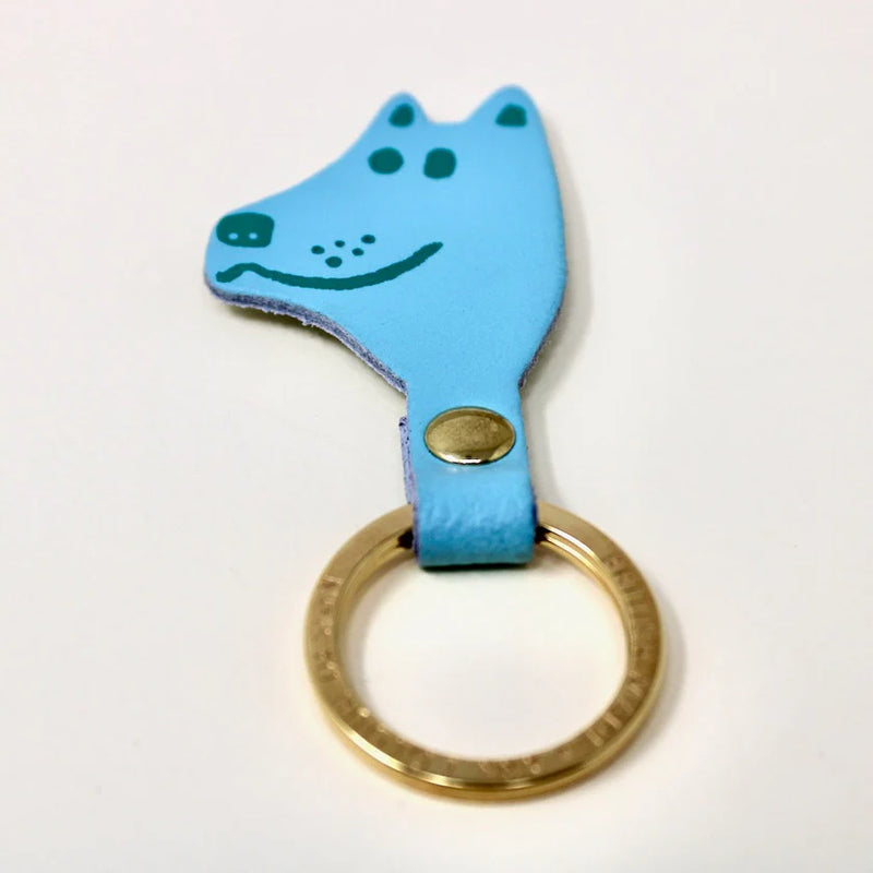 Dog Head Leather Keyring