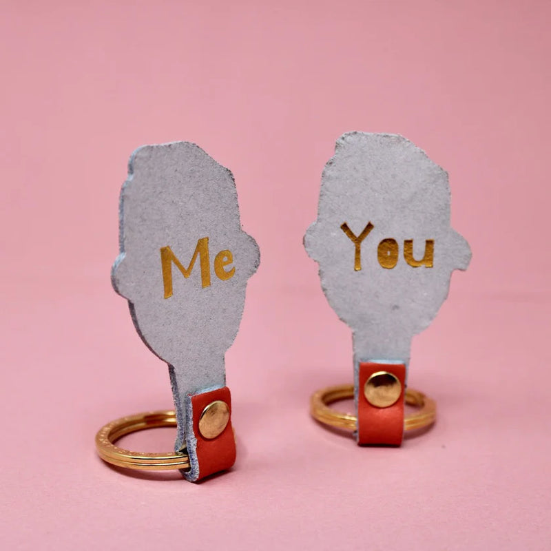 You & Me Head Leather Keyring