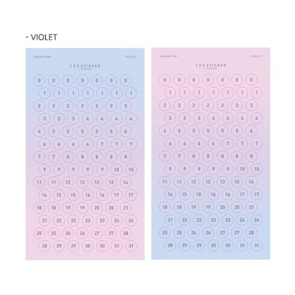 Livework Number Stickers Violet Gradation