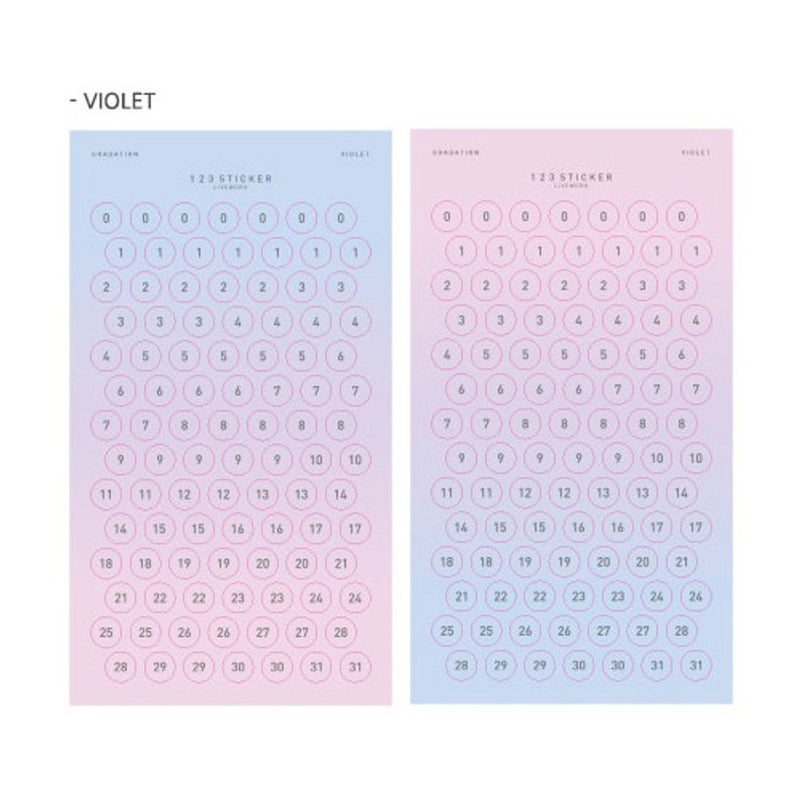 Livework Number Stickers Violet Gradation