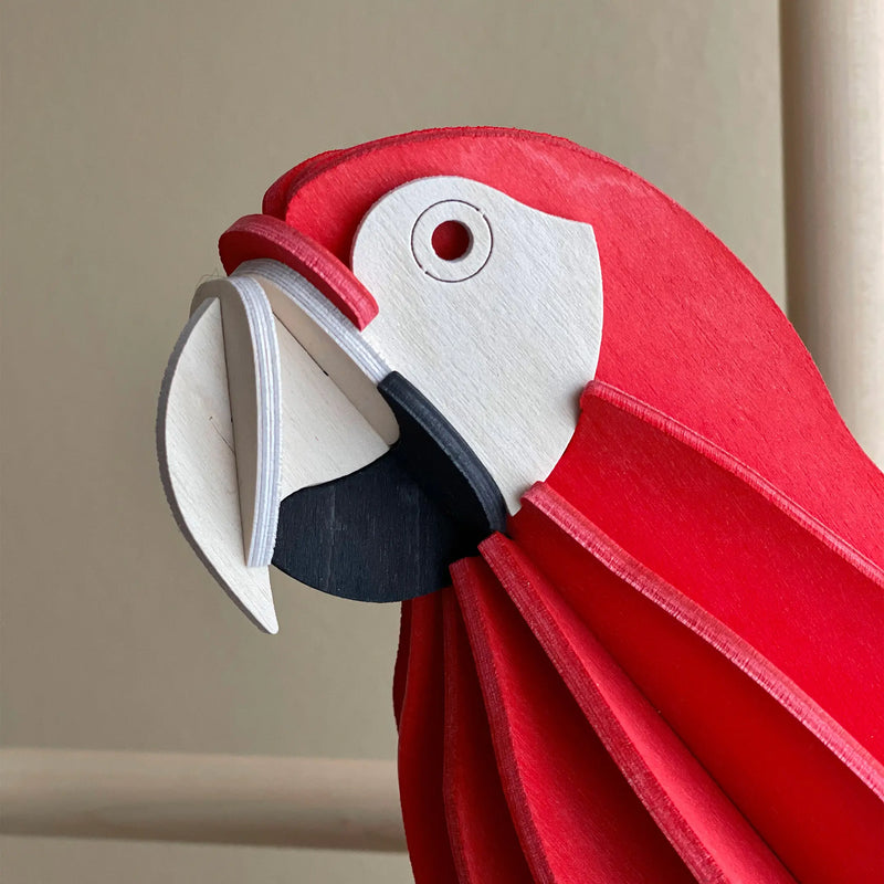 Lovi Parrot 26cm - Red Scarlet Macaw - 3D Wooden Figure