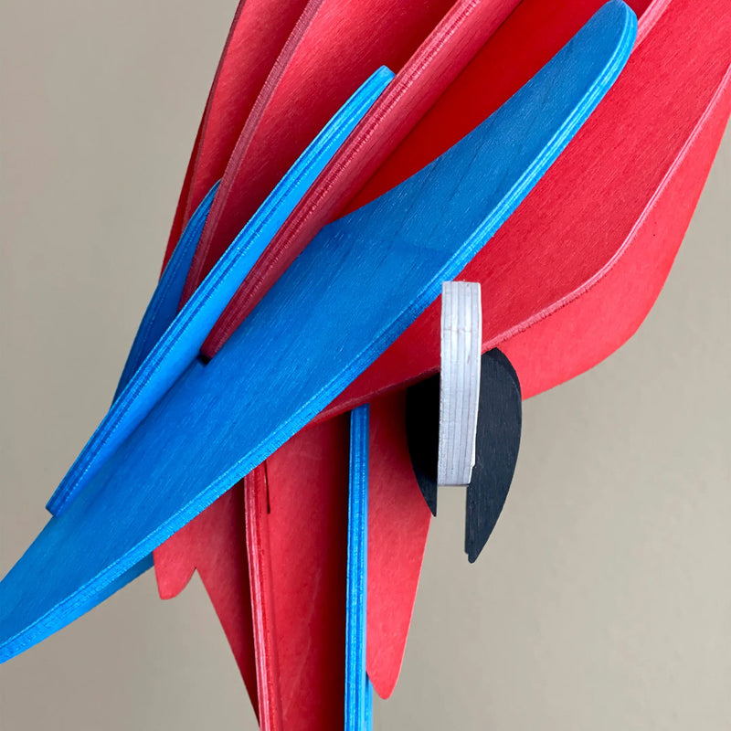 Lovi Parrot 26cm - Red Scarlet Macaw - 3D Wooden Figure