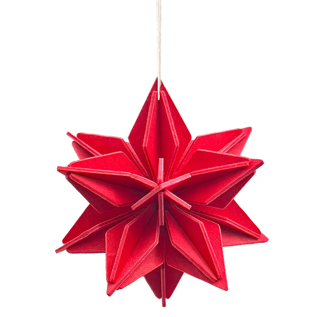 Lovi Wooden Star 10cm Hanging Decoration Bright Red