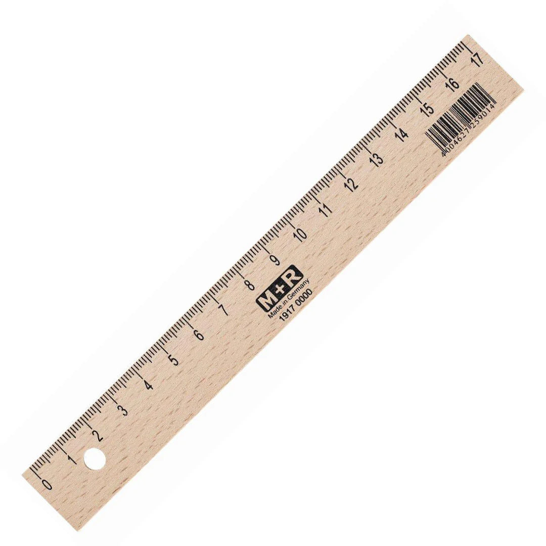 M+R Beechwood 17cm Ruler with Metal Edge