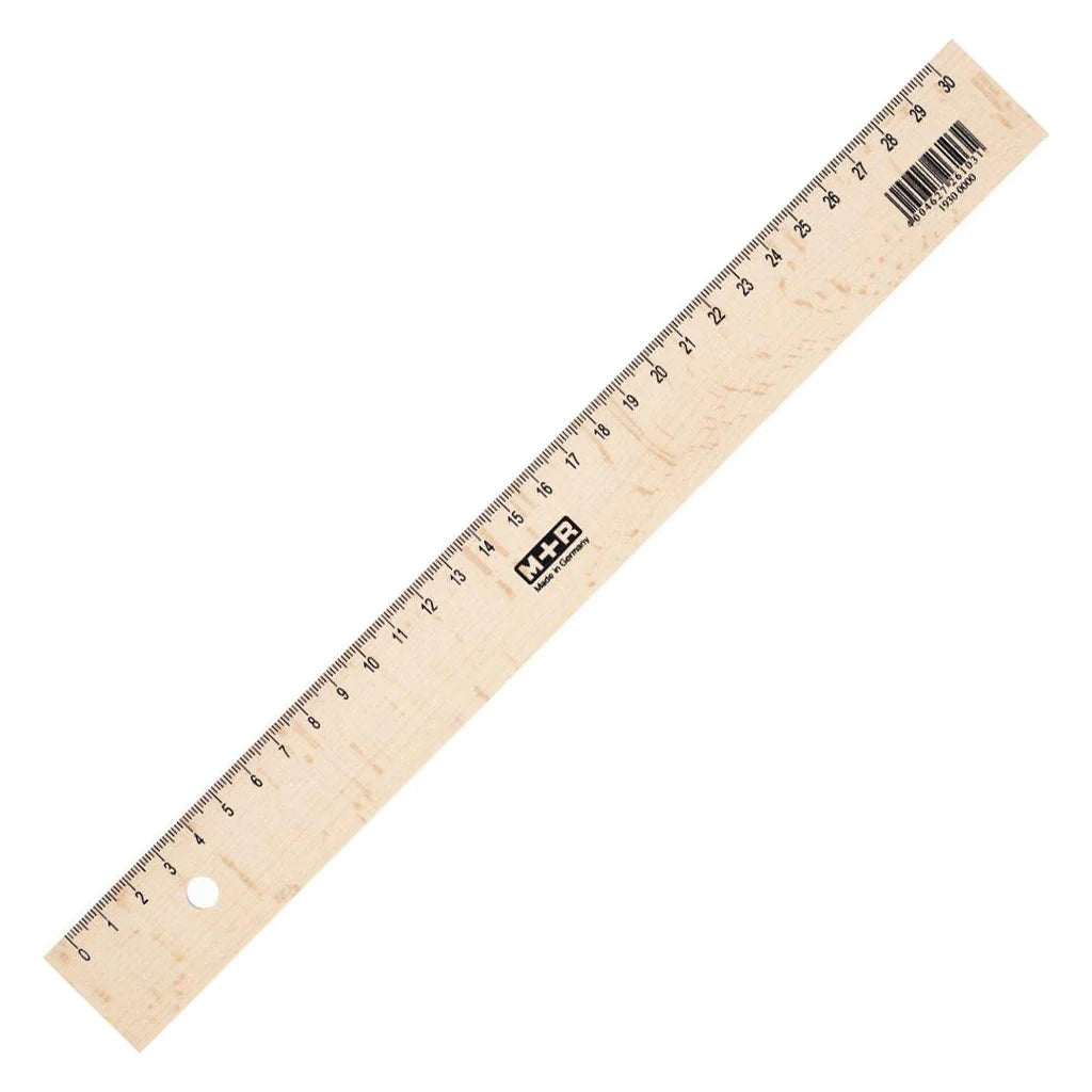 M+R Beechwood 30cm Ruler with Metal Edge
