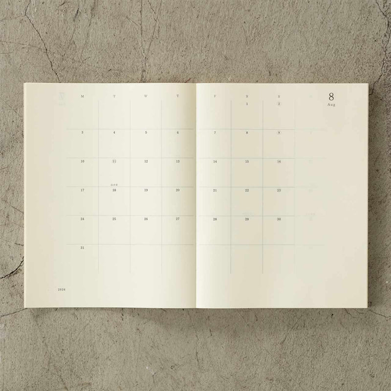 MD Paper Diary A4 Thin 2026 Monthly Block & Memo