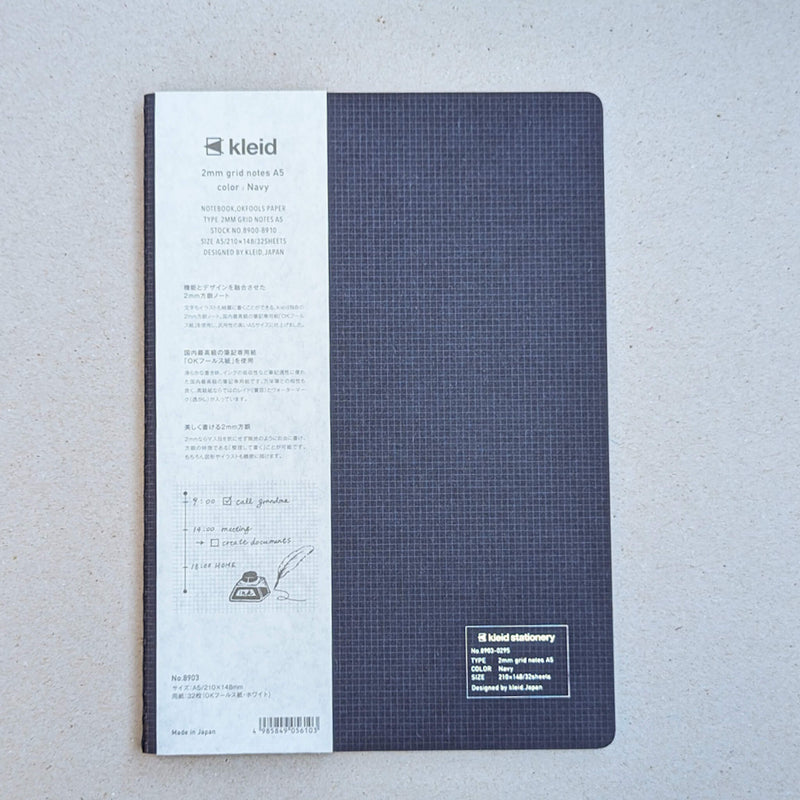 Kleid 2mm Grid A5 Notebook Navy Blue