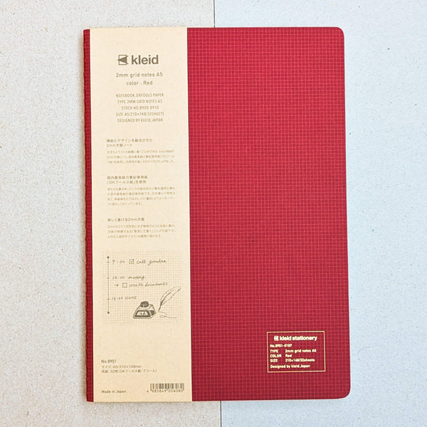 Kleid 2mm Grid A5 Notebook Red