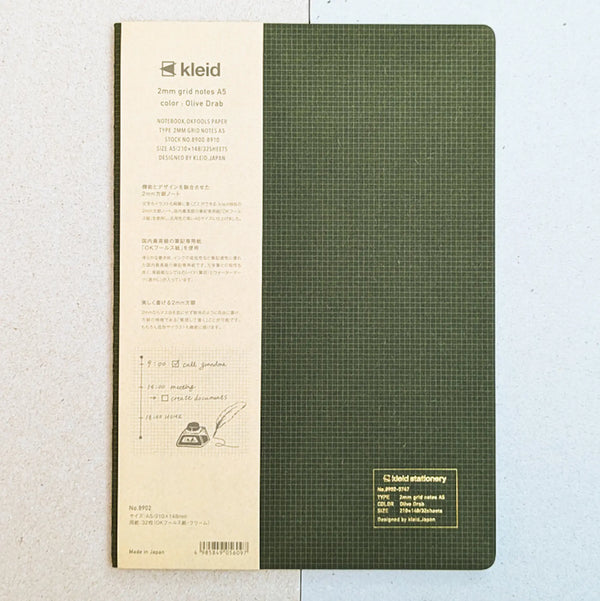 Kleid 2mm Grid A5 Notebook Olive Green