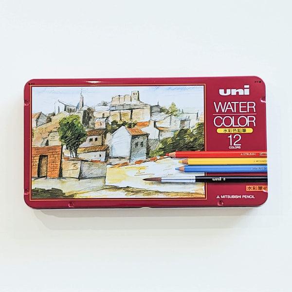 Uni Watercolor Pencils Tin of 12