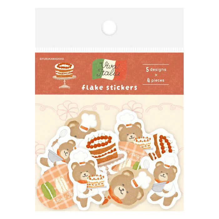 Furukawashiko Viva Italia Flake Stickers - Dessert Bear