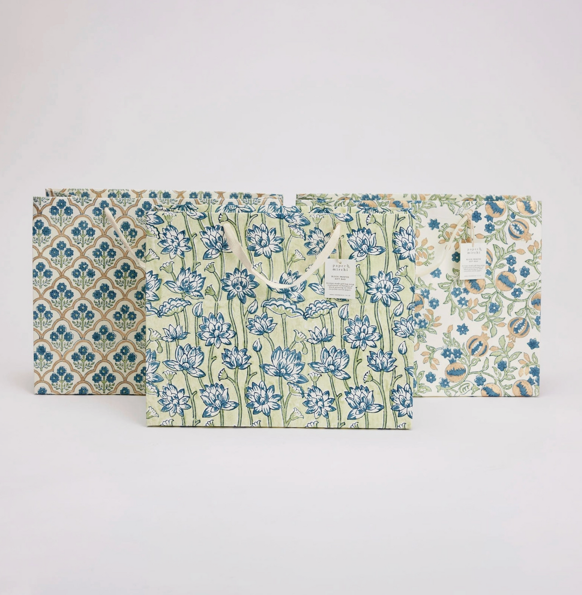Large Block Printed Gift Bags - Indigo