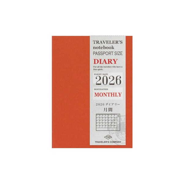 TRAVELER'S Notebook Passport Refill: 2026 Monthly Diary