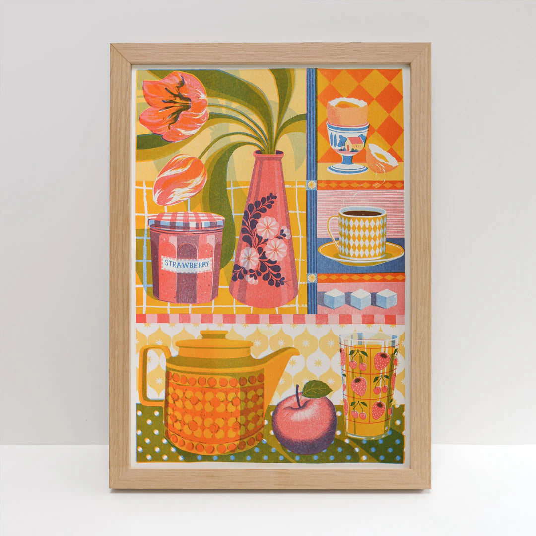 Teapot & Tulip - A3 Risograph Print