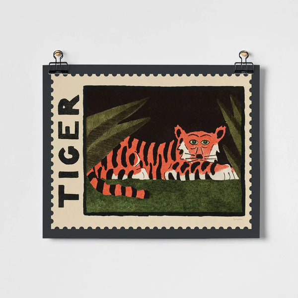 Tiger Vintage Postage Stamp Art Print