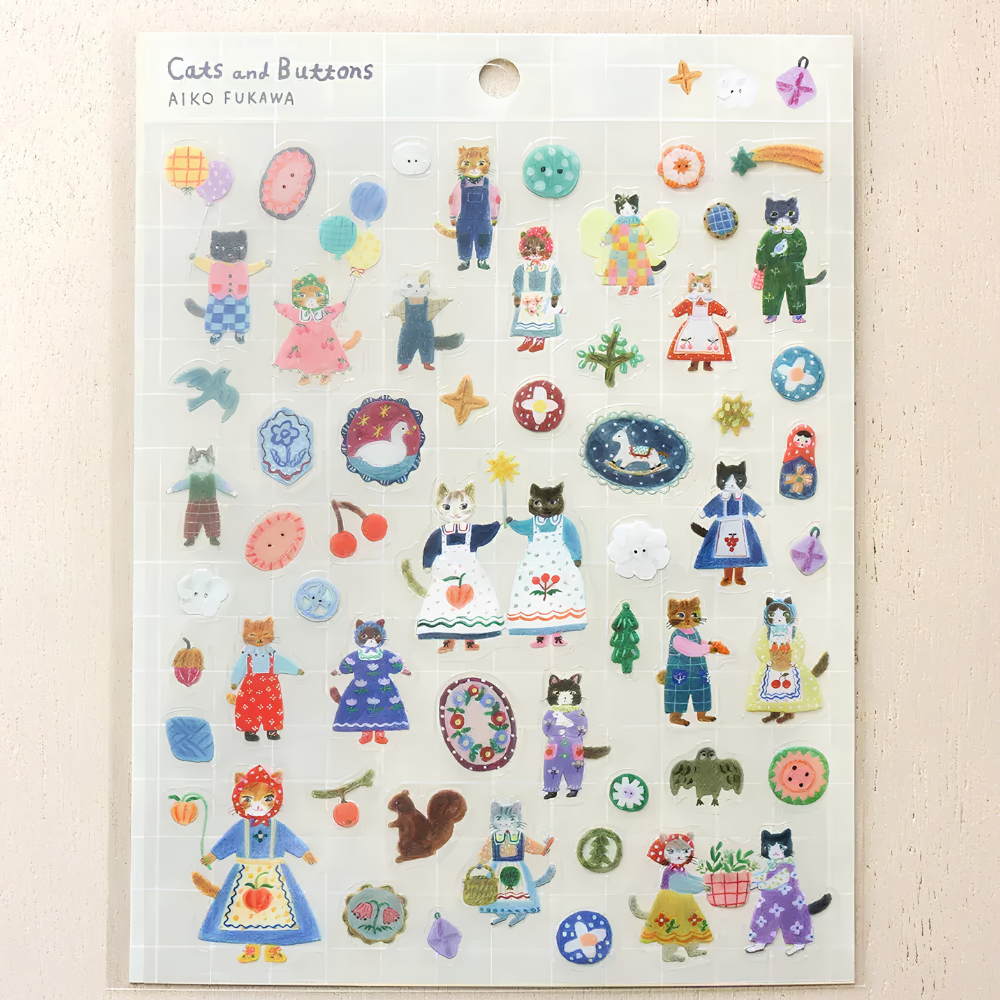 Hyogensha - Cozyca Stickers - Cats & Buttons