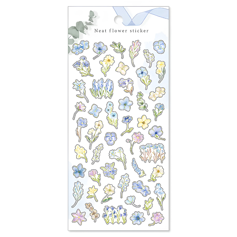 Mind Wave Stickers - Neat Flowers - Blue