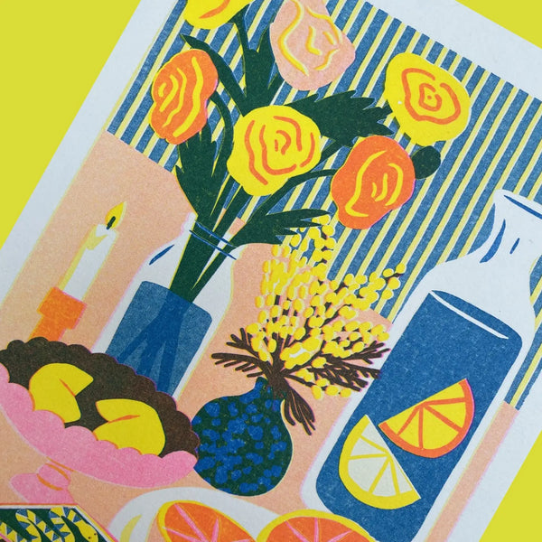 Table Setting Still Life A5 Riso Print