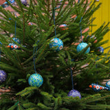 East End Press Green & Blue Papier Mache Bauble