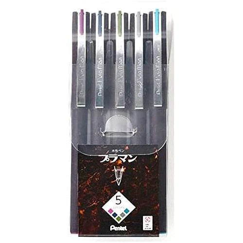 Pentel Pulaman Plastic Nib Pen 5 Colour Set