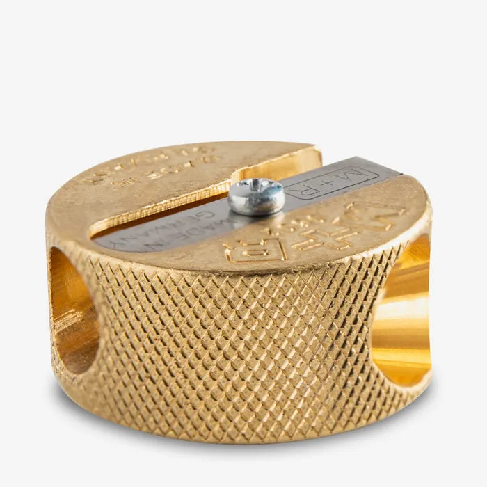 M+R Brass Brass Round 2 Hole Pencil Sharpener