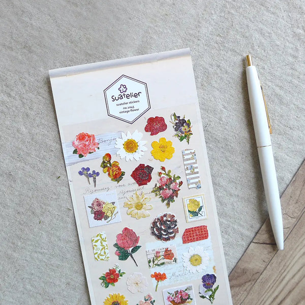 Suatelier Vintage Flower Stickers no.1045