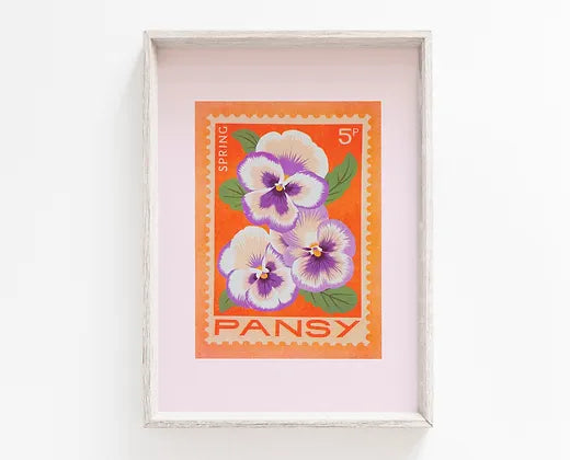 Pansy Stamp - A5 Risograph Print