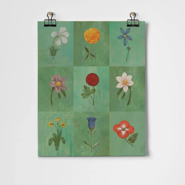 Green Festival of Flowers Fine Art Print A3