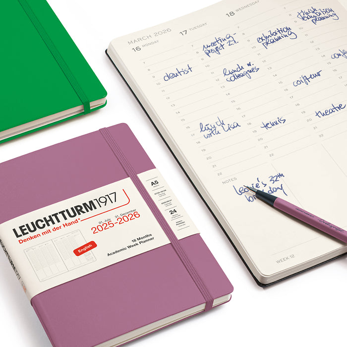 Leuchtturm 18 Month Hardcover Academic Week Planner  2025-2026 A5
