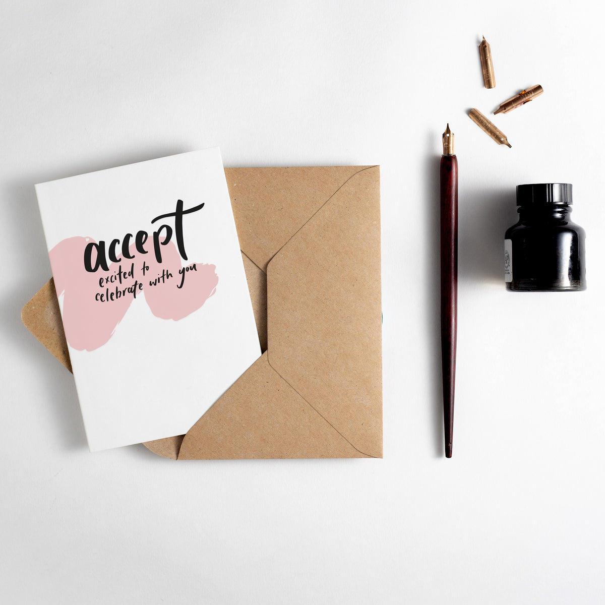 Accept RSVP Brush Strokes Letterpress Card