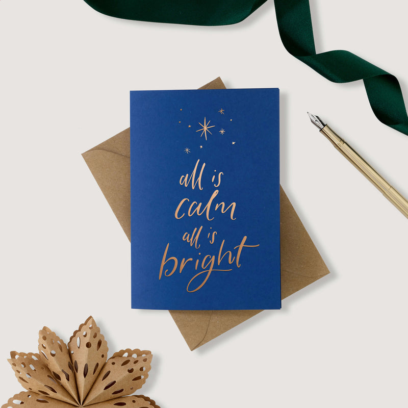 All Is Calm All is Bright Letterpress Christmas Card