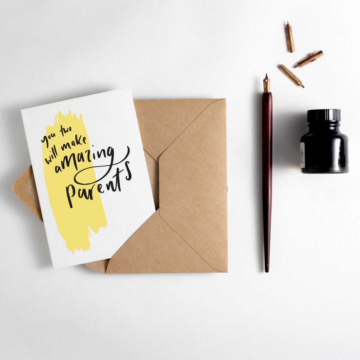 You Two Will Make Amazing Parents Brush Strokes Letterpress Card