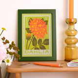 Dahlia Stamp - A5 Risograph Print