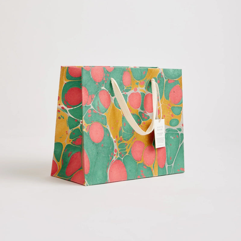 Hand Marbled Christmas Glitz Medium Gift Bag