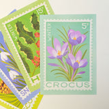 Crocus Stamp - A5 Risograph Print