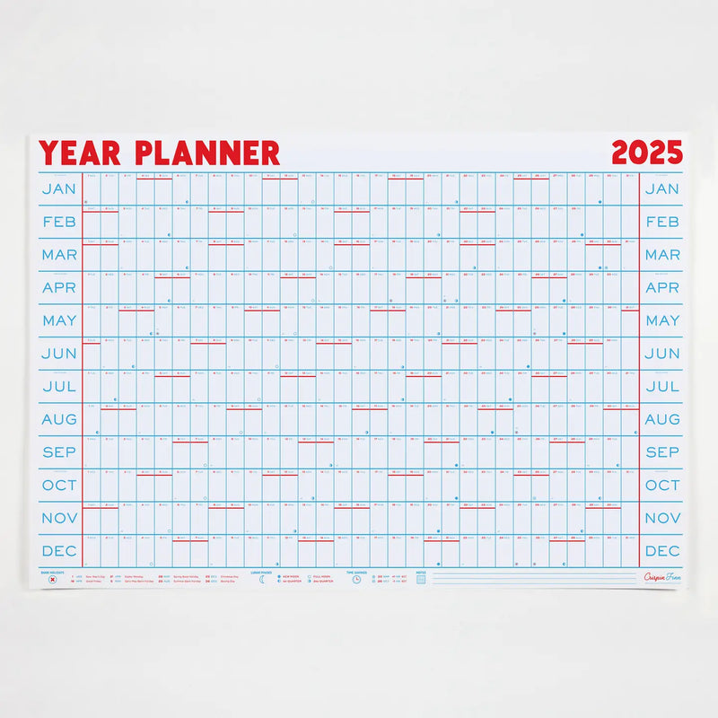 Crispin Finn 2025 Year Wall Planner - Landscape View