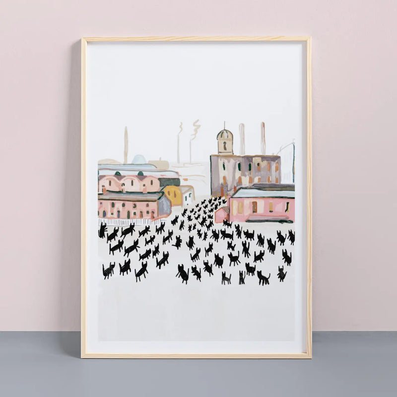 Niaski Meowry Cats At Work A4 Art Print