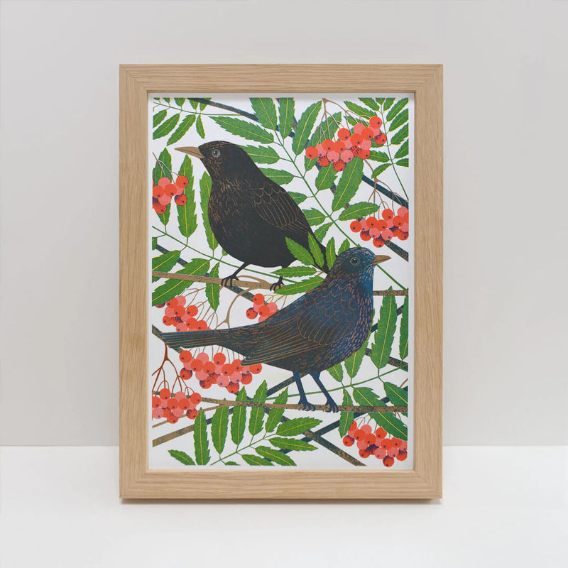 Blackbirds - A4 Risograph Print