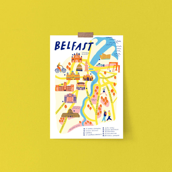 Kerrie Illustrates Belfast City Illustrated Map Art Print