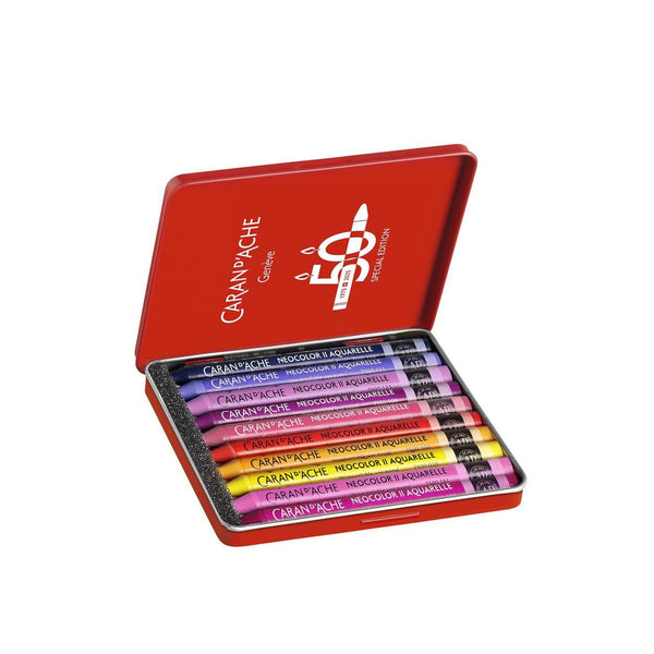 Caran d'Ache Neocolor II Aquarelle Wax Pastels Tin Set of 10  - 50 Years Pop Special Edition