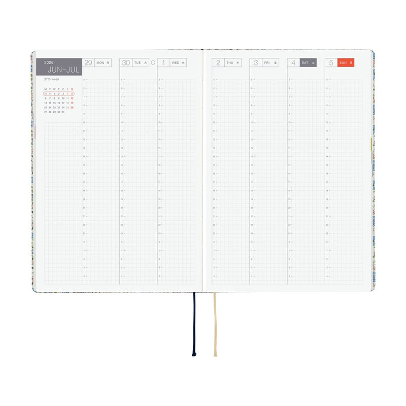 Hobonichi Techo A5 HON 2026 Liberty Fabrics: Sasha Kiora (January Start)